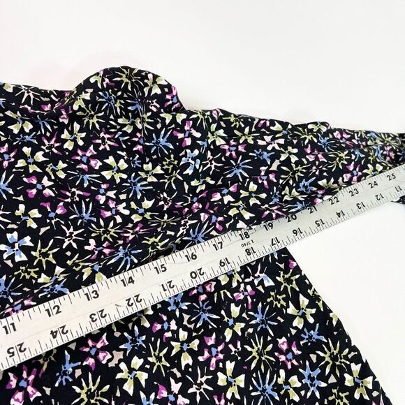 J. Jill Blouse Womens Small BlackPack & Multi-Color Floral Print Long-Sleeve new - Picture 7 of 12